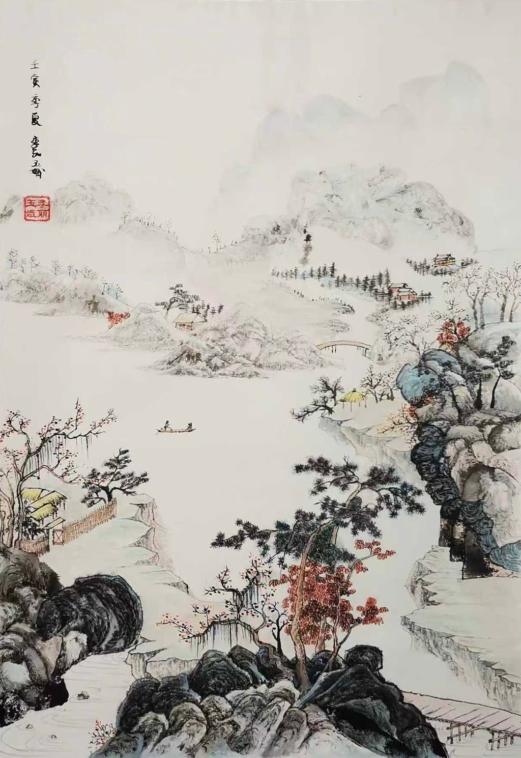 作品总名
四时山居图 中国画四季卷轴系列

Four Seasons Mountain Dwelling Scroll Series
单幅名称
春 山居初醒
夏 林泉正盛
秋 山谷丰藏
冬 雪岭静守