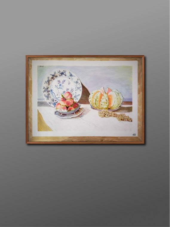 《瓷韵珍果 Still Life with Porcelain and Peaches》 80x59cm