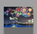 烟花之夜 Acrylic Fireworks Over River 61 × 45.5 cm
