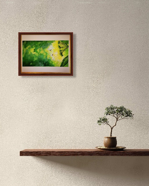 🌿【蜜蜂与绿光之境｜Acrylic Painting 50.5×40.5cm】