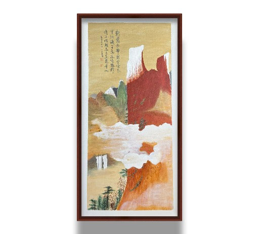 金碧山水 灵境云山 Acrylic Landscape Inspired by Zhang Daqian 122×61cm