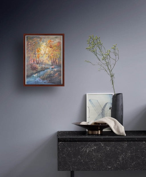 《秋林暖溪》丙烯画 Autumn Streamlight

尺寸 61 × 45.5 cm｜原创手绘