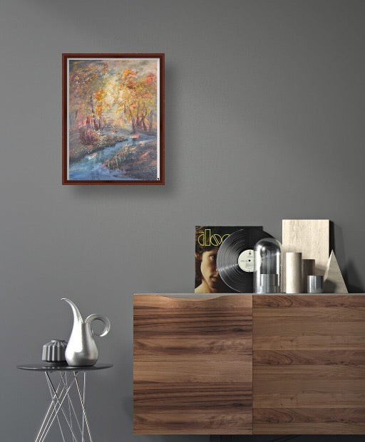 《秋林暖溪》丙烯画 Autumn Streamlight

尺寸 61 × 45.5 cm｜原创手绘