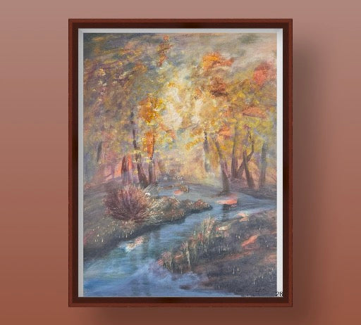 《秋林暖溪》丙烯画 Autumn Streamlight

尺寸 61 × 45.5 cm｜原创手绘