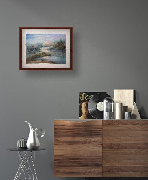 🌿《晨雾湖岸 · Morning Mist on the Lake》Acrylic Painting 50.5×40.5cm