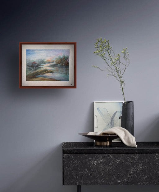 🌿《晨雾湖岸 · Morning Mist on the Lake》Acrylic Painting 50.5×40.5cm