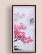桃花溪岸图 丙烯中国画 78.5×39.5cm 原创手绘