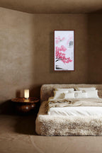 桃花溪岸图 丙烯中国画 78.5×39.5cm 原创手绘