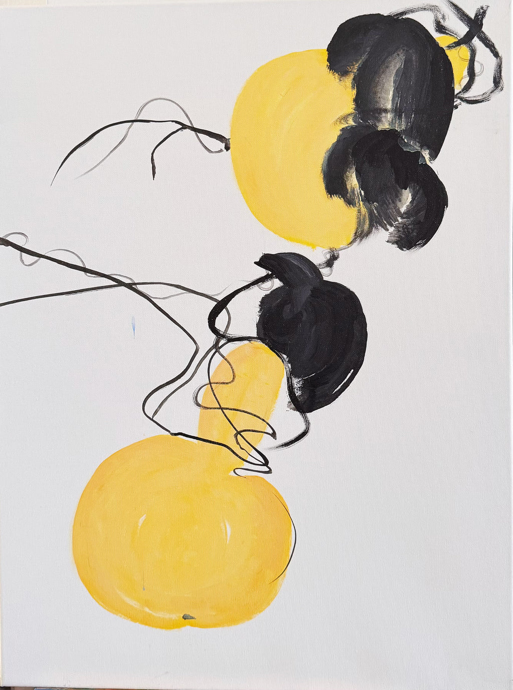 金色葫芦意象 丙烯中国画 60.5 x 46 cm（临齐白石风格）