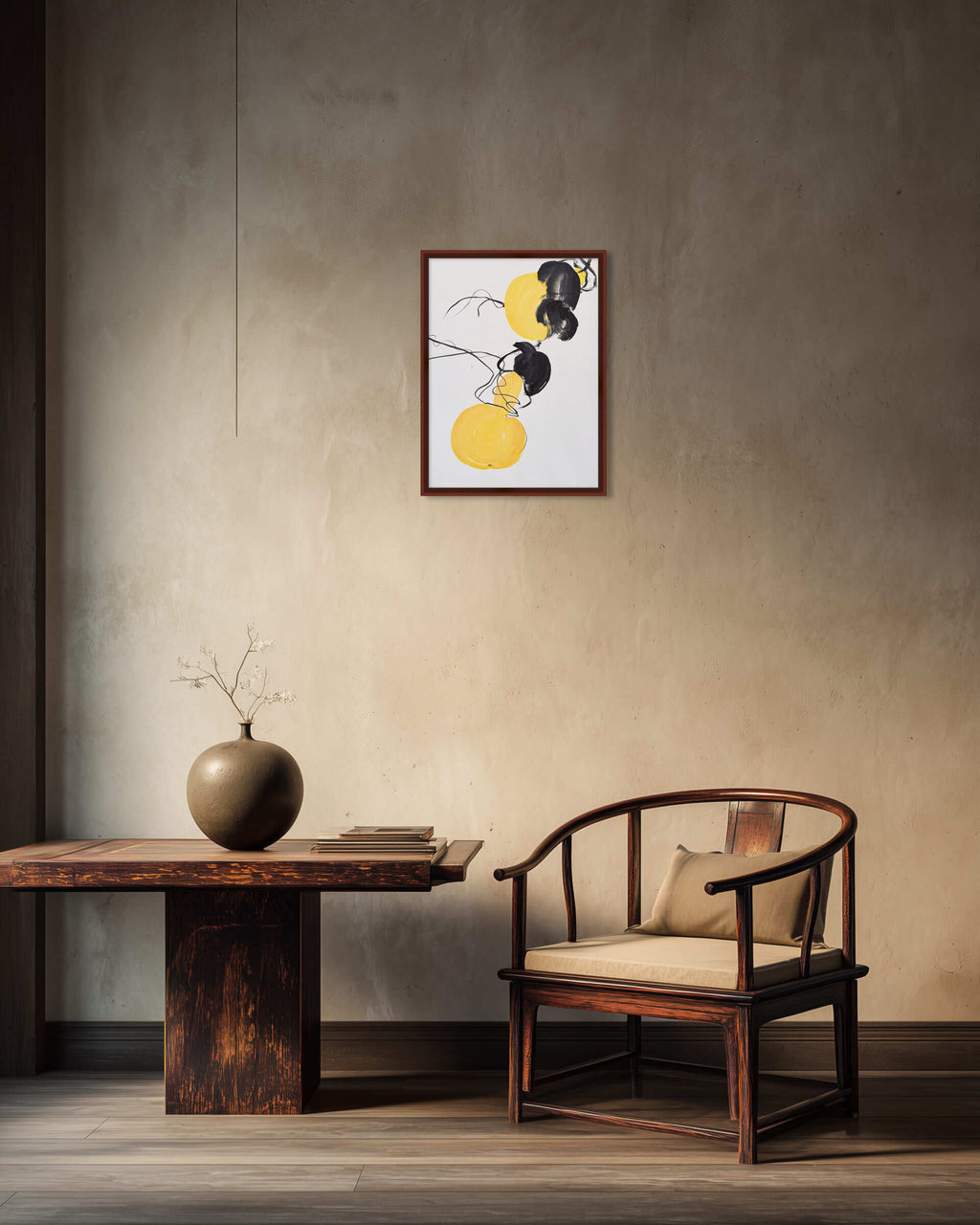 金色葫芦意象 丙烯中国画 60.5 x 46 cm（临齐白石风格）