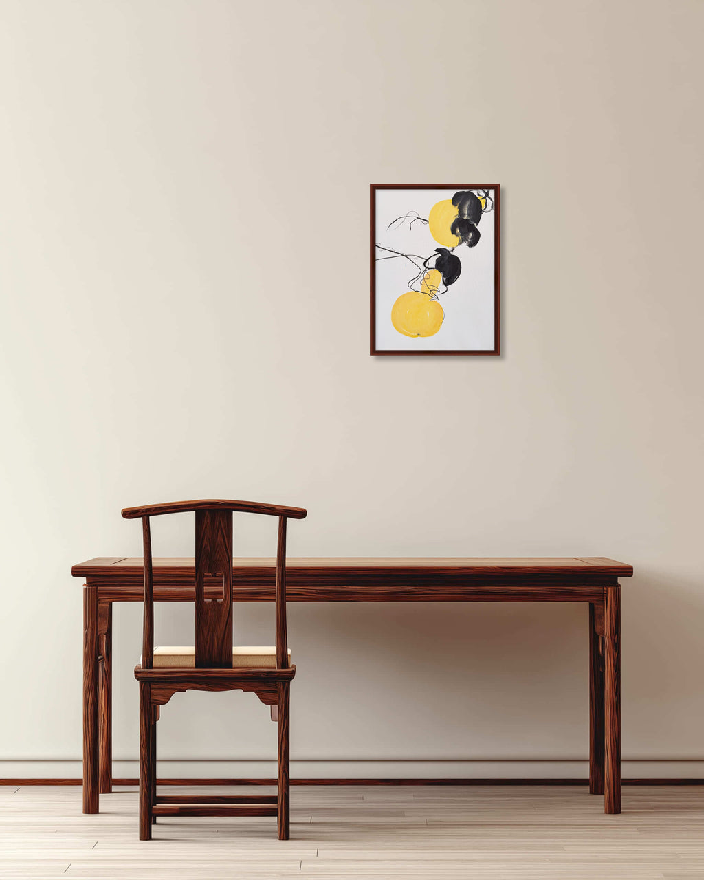 金色葫芦意象 丙烯中国画 60.5 x 46 cm（临齐白石风格）