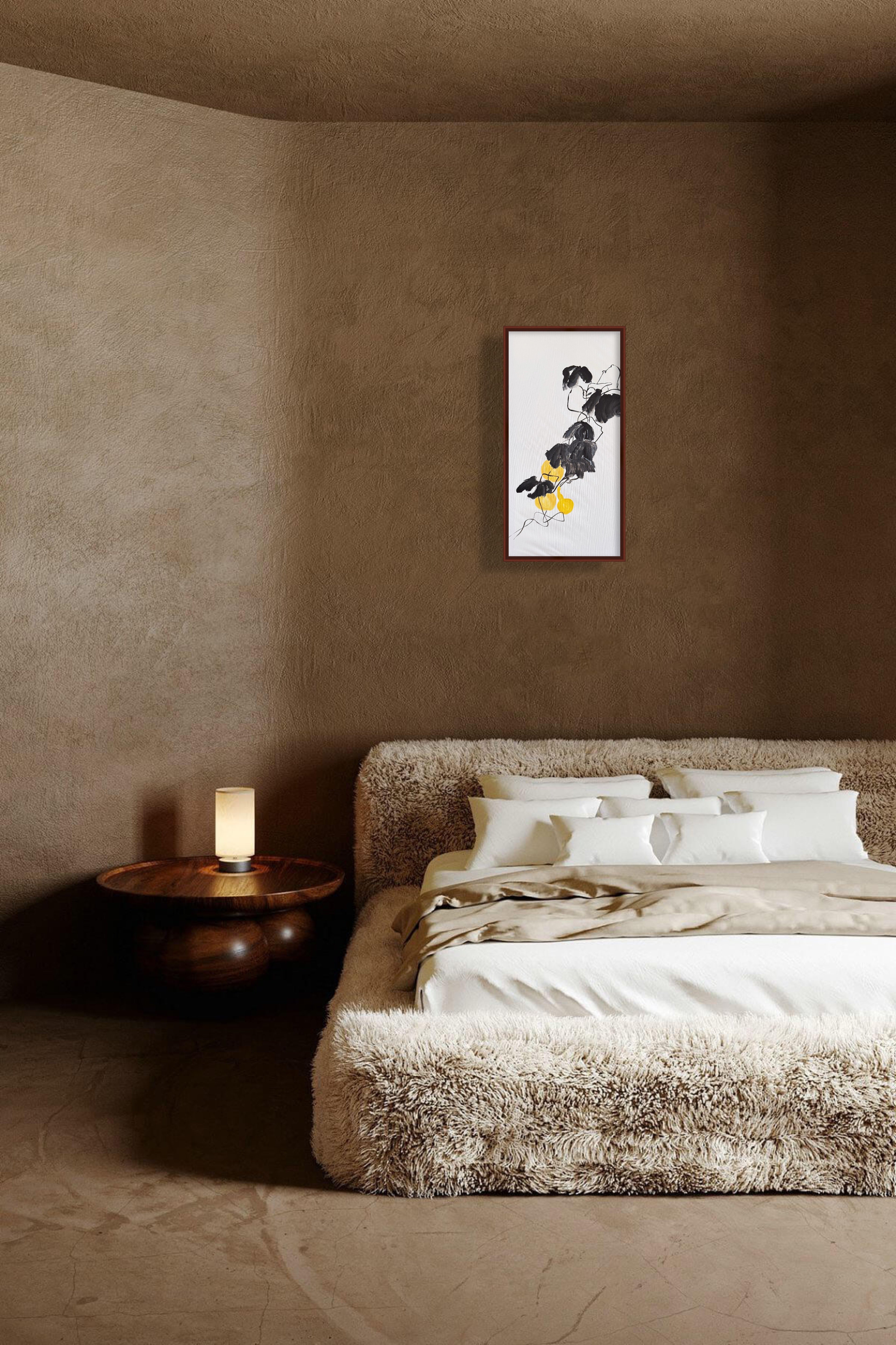 《清墨金葫图》 Acrylic Gourd Painting 78.5×39.5 cm