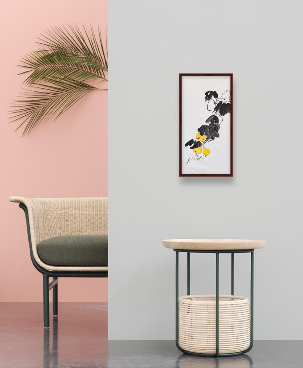 《清墨金葫图》 Acrylic Gourd Painting 78.5×39.5 cm