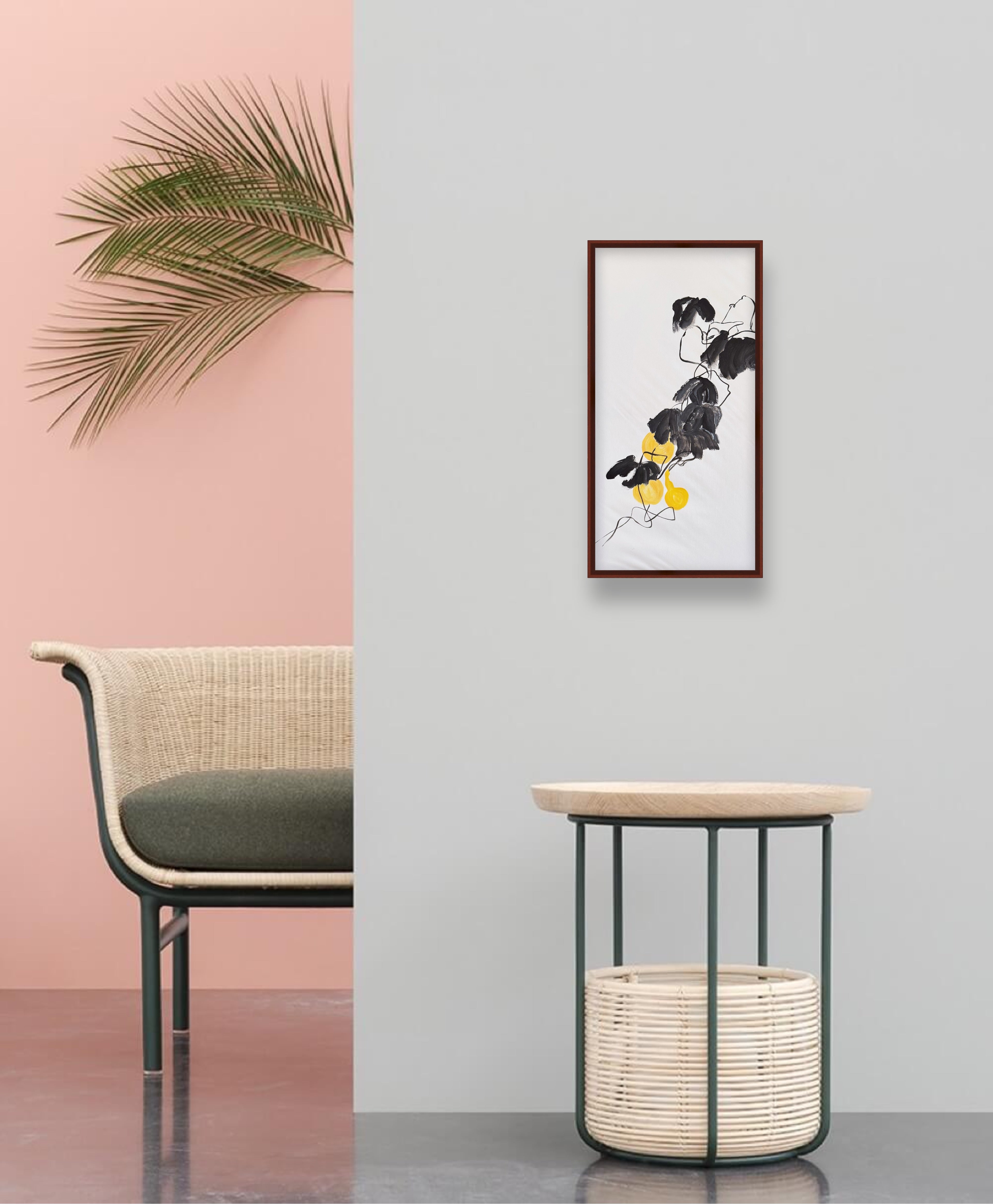 《清墨金葫图》 Acrylic Gourd Painting 78.5×39.5 cm