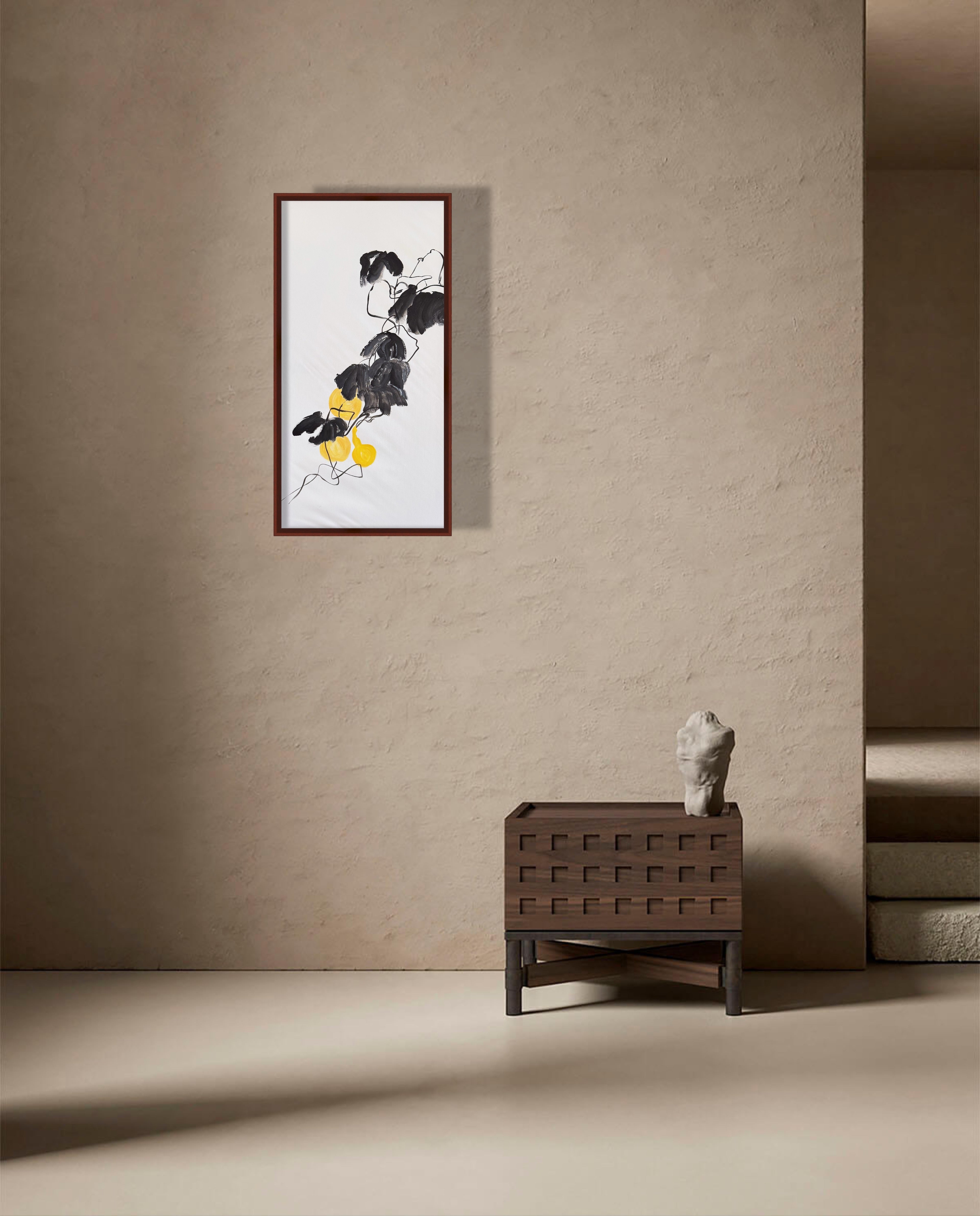 《清墨金葫图》 Acrylic Gourd Painting 78.5×39.5 cm