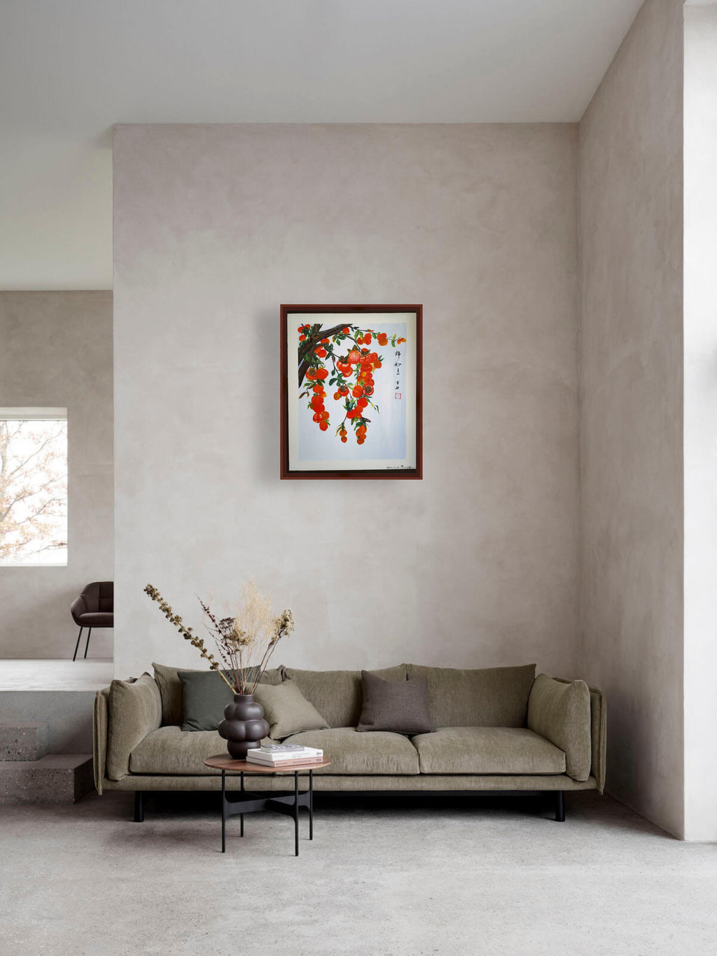 丙烯国画 柿子红了 59×49.5cm
Acrylic Chinese Painting Persimmons in Autumn 59×49.5cm