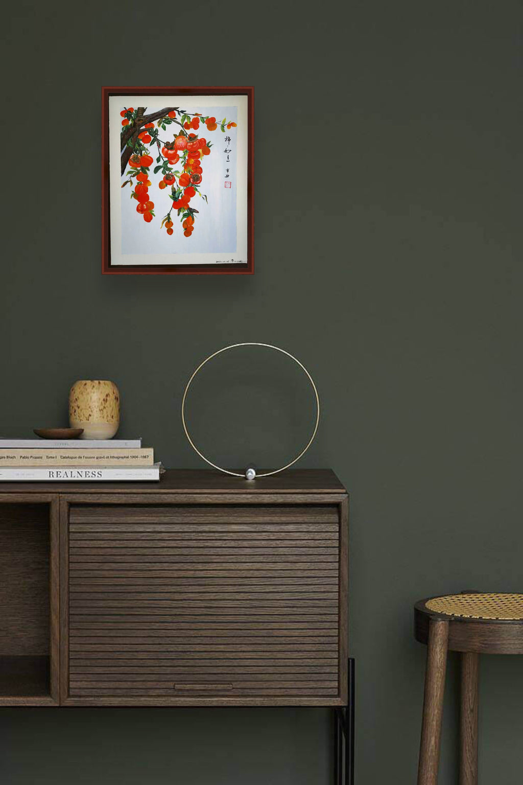 丙烯国画 柿子红了 59×49.5cm
Acrylic Chinese Painting Persimmons in Autumn 59×49.5cm