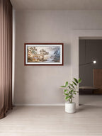 江南古桥亭台 • 纸本中国画 138 x 68 cm