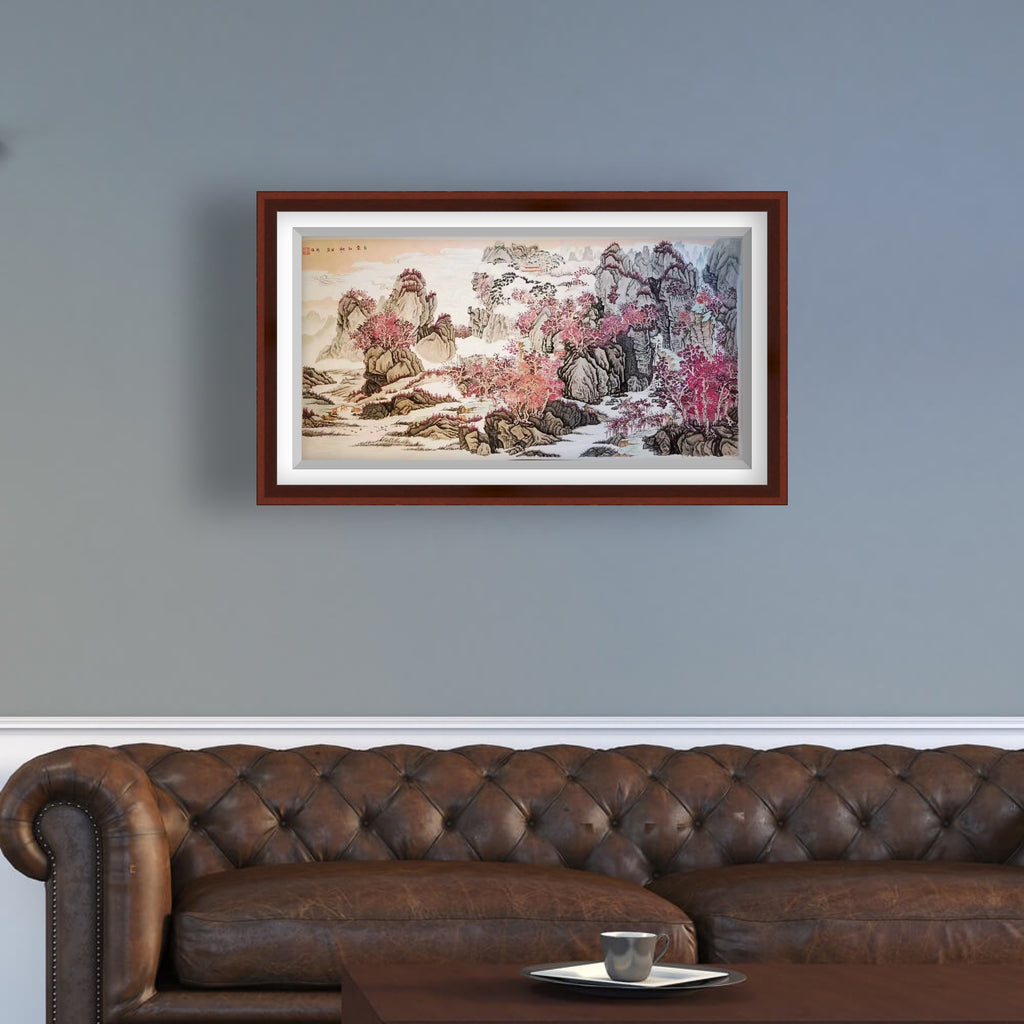 《霜染群峰 · 赤霞山居》中国画（纸本）138×68cm