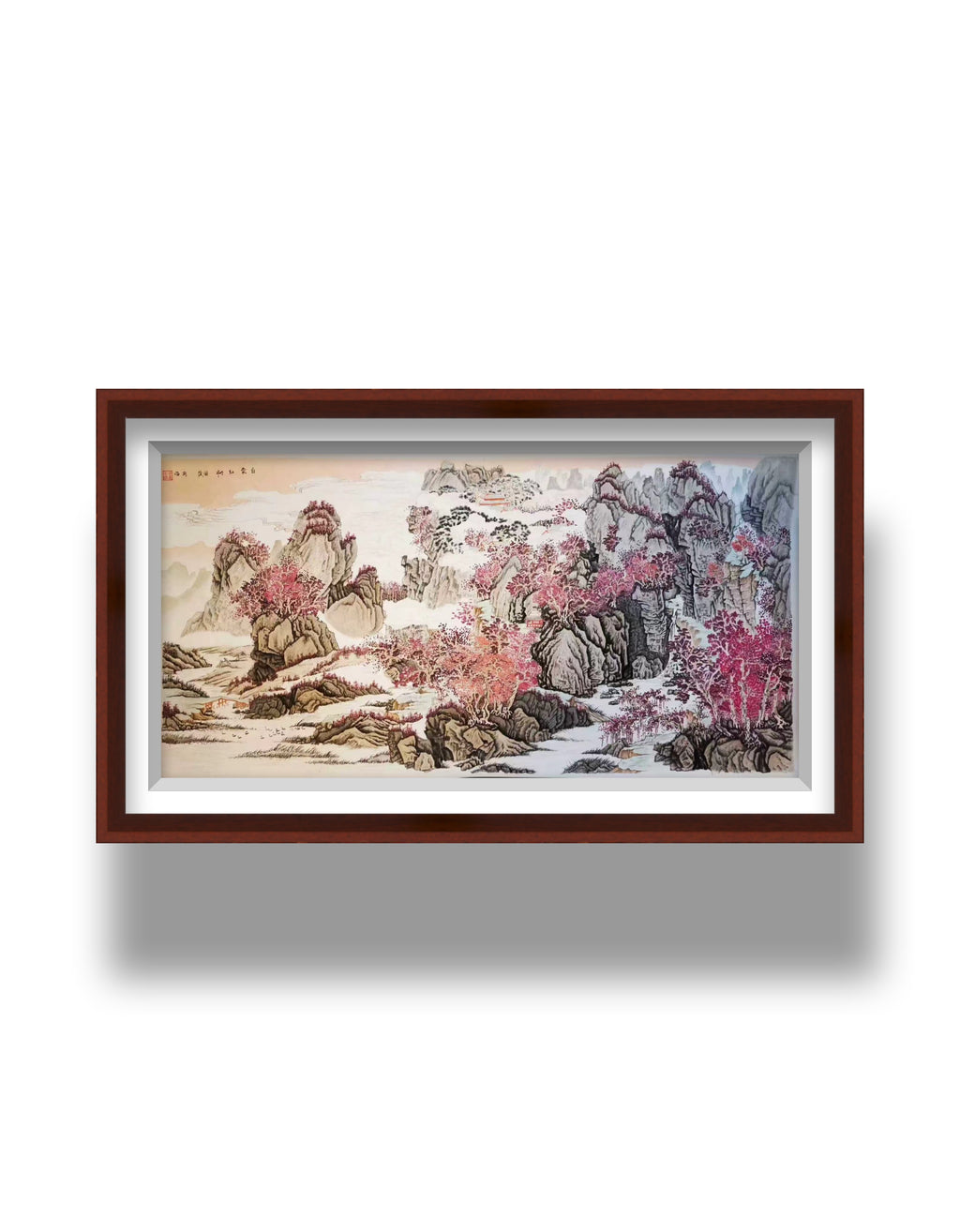 《霜染群峰 · 赤霞山居》中国画（纸本）138×68cm