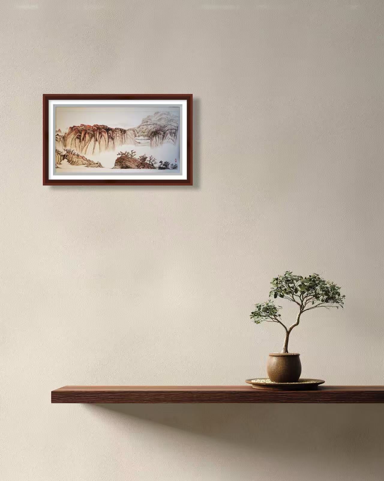 《霜染群峰 · 赤霞山居》
中国画 纸本 138 x 68 cm