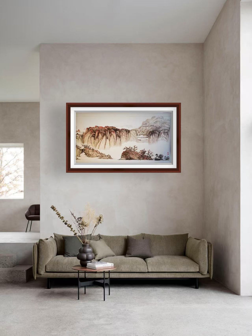 《霜染群峰 · 赤霞山居》
中国画 纸本 138 x 68 cm